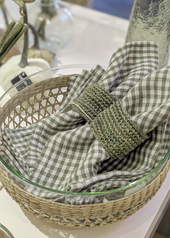 Woven Abaca Napkin Ring in Green