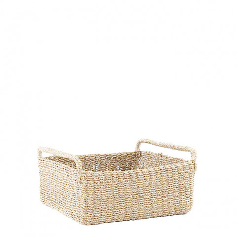 Woven Abaca Handled Basket in Cream