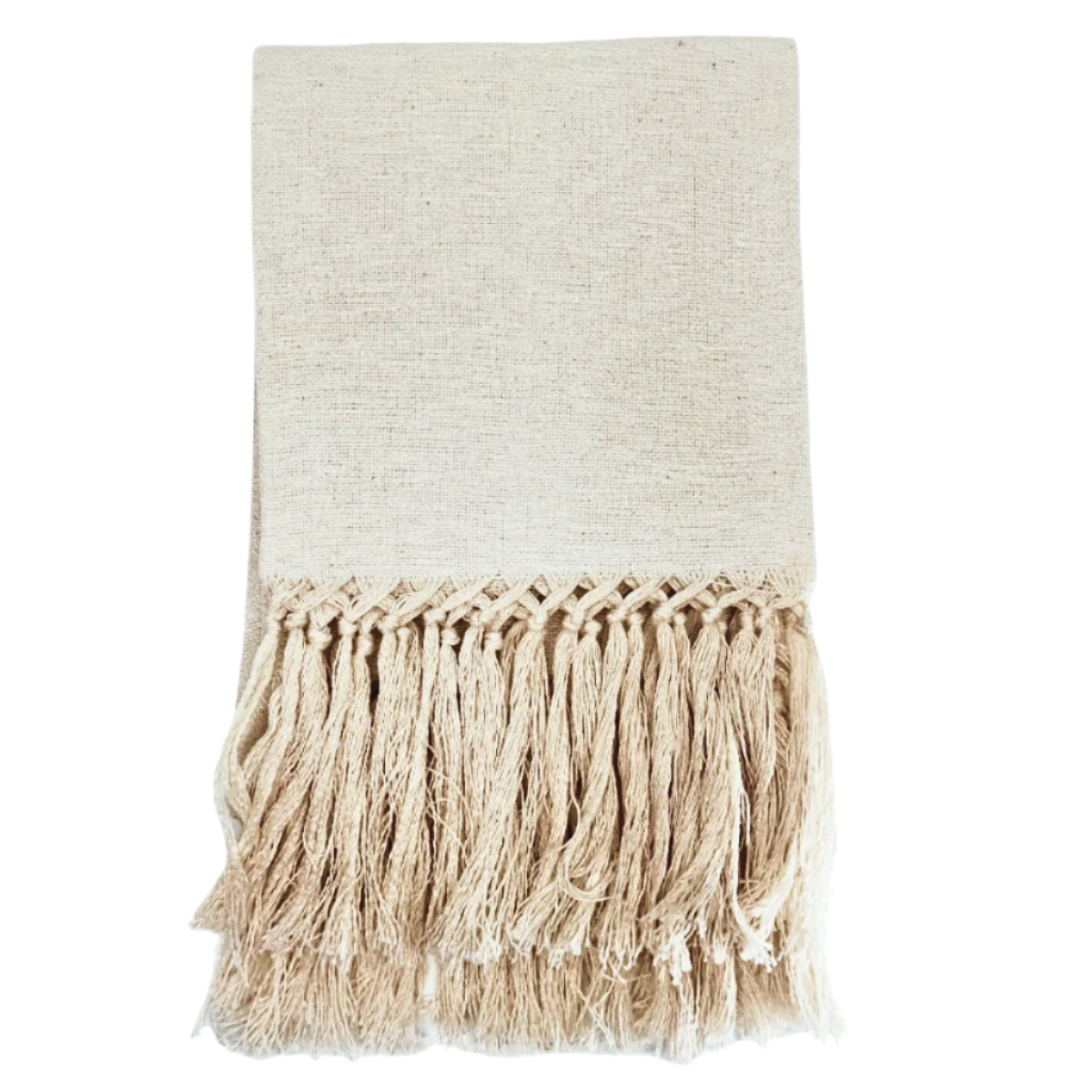 Briscola Fringed Italian Cotton-Linen Hand Towel in Cream