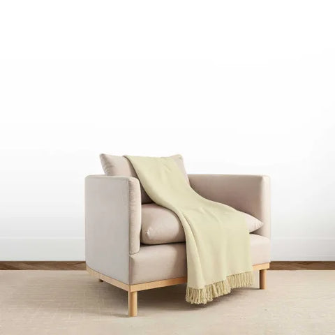 Classic Baby Alpaca Fringed Throw In Seafoam