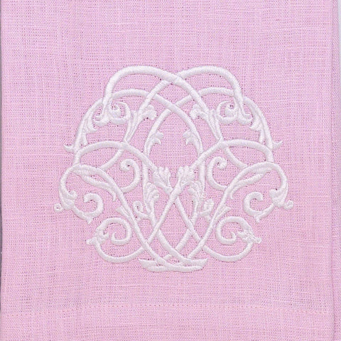 Baroque Linen Towel in Lilac + White