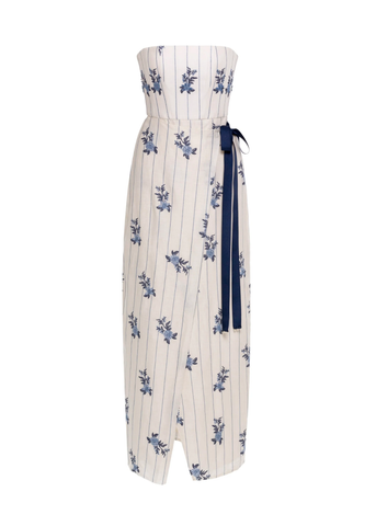 Cinefila Hand Embroidered Strapless Maxi Dress in Valle