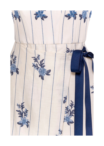 Cinefila Hand Embroidered Strapless Maxi Dress in Valle