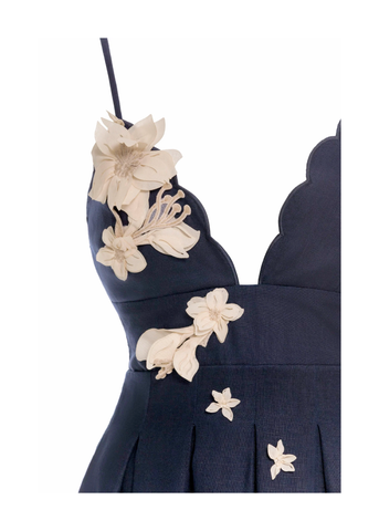 Sula 3-D Floral Applique Spaghetti Strap Maxi Dress in Cauca