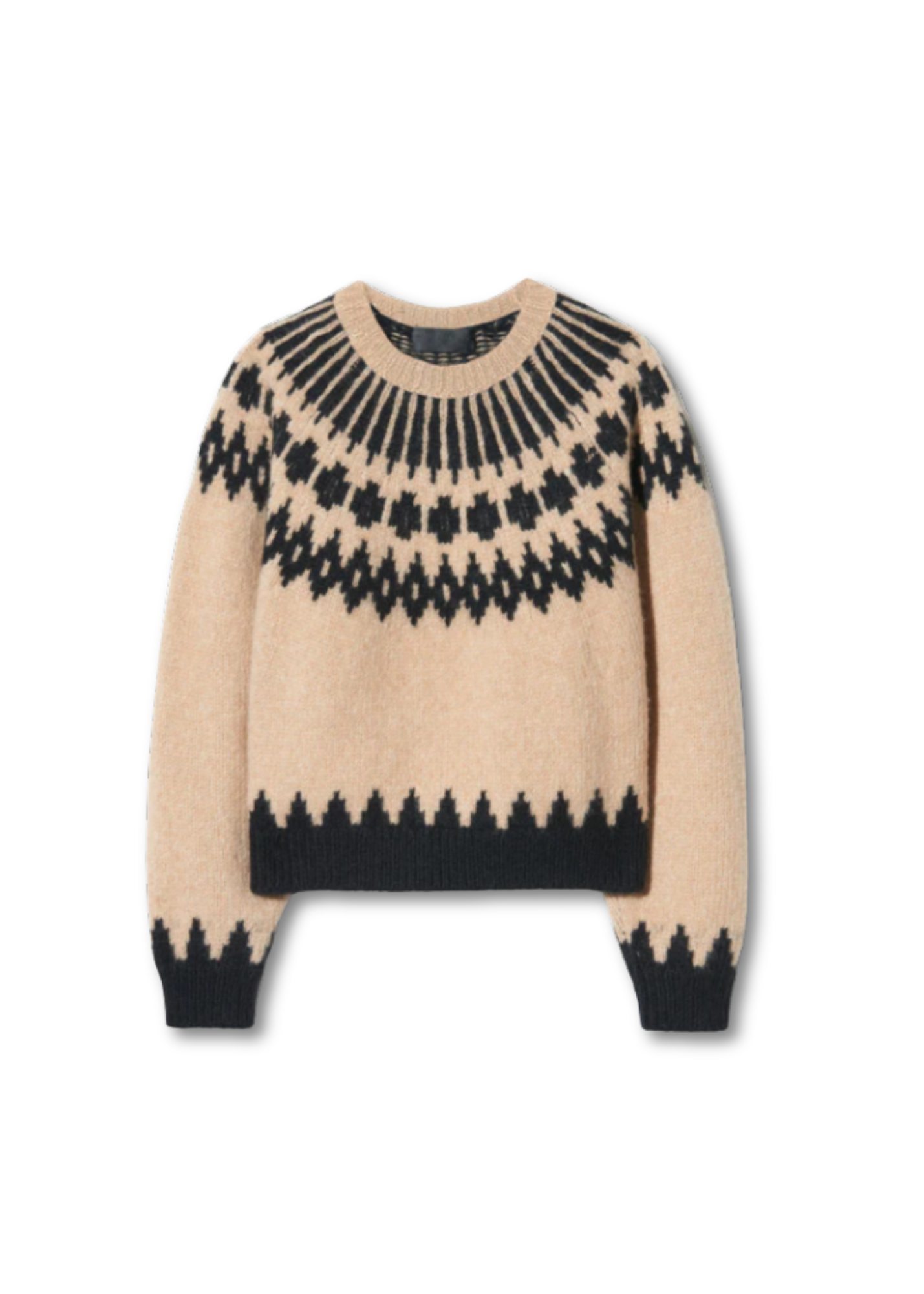 Alena Long Sleeve Fairisle Knit Sweater in Light Camel