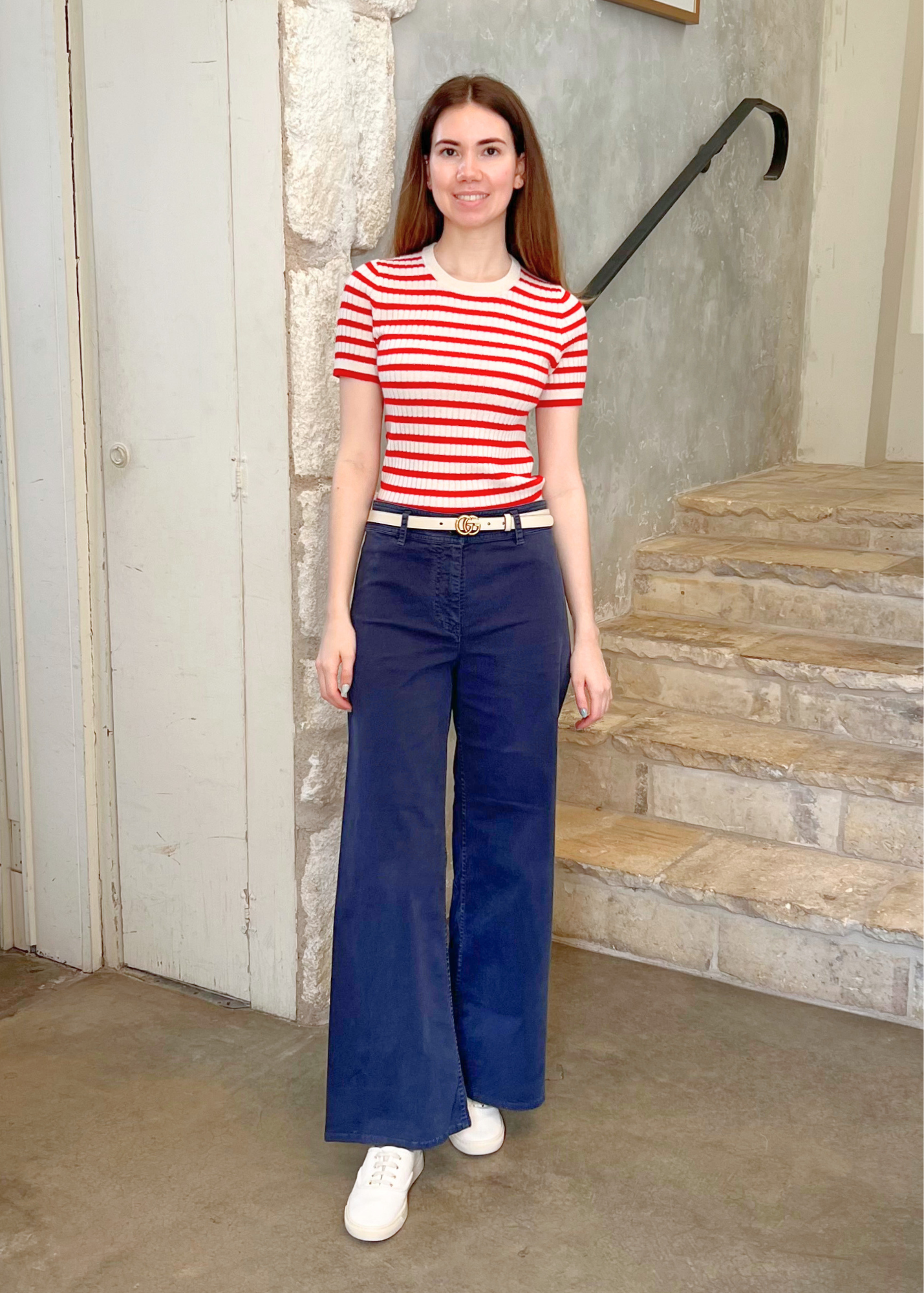 Megan High Rise Wide-Leg Pant in Admiral Blue