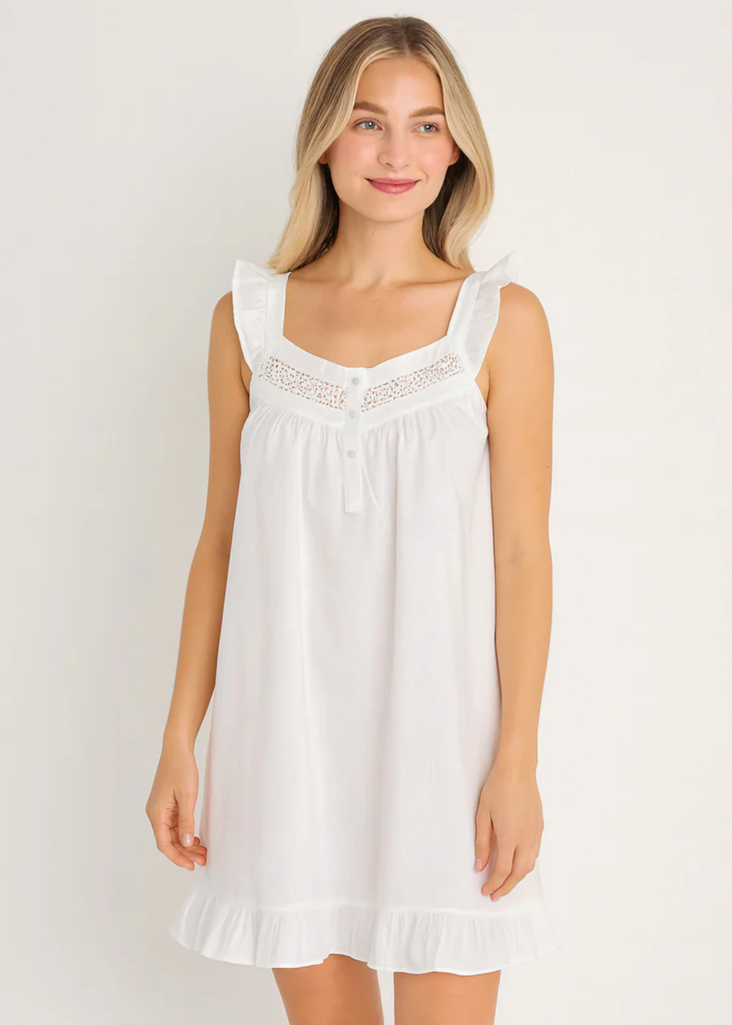 April Butterfly Sleeve Nightgown in White