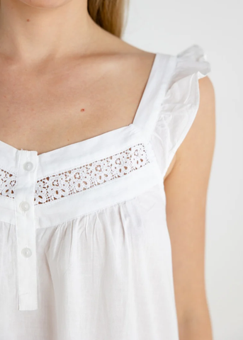 April Butterfly Sleeve Nightgown in White