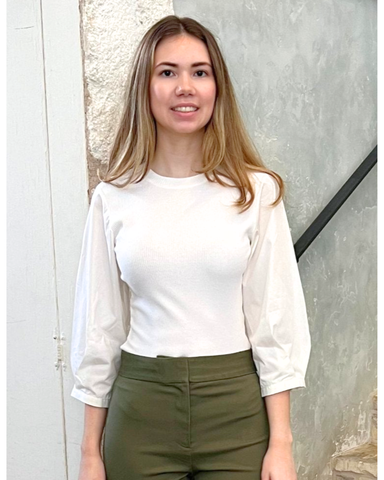 Arnaldo Mixed Media Tee in Soft White