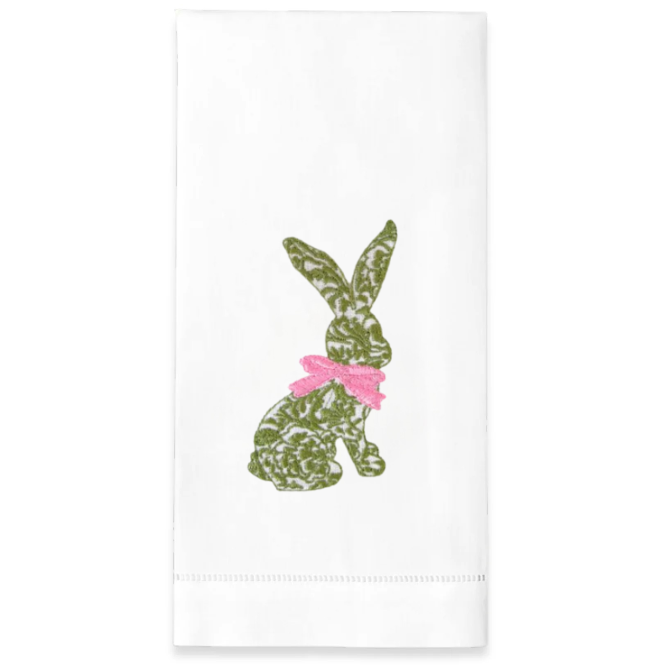 Toile Bunny Embroidered Linen Tea Towel