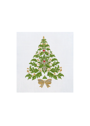 Italian Fir Embroidered Linen Tea Towel
