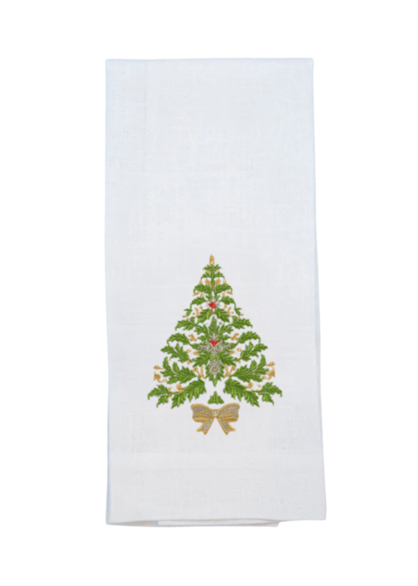 Italian Fir Embroidered Linen Tea Towel