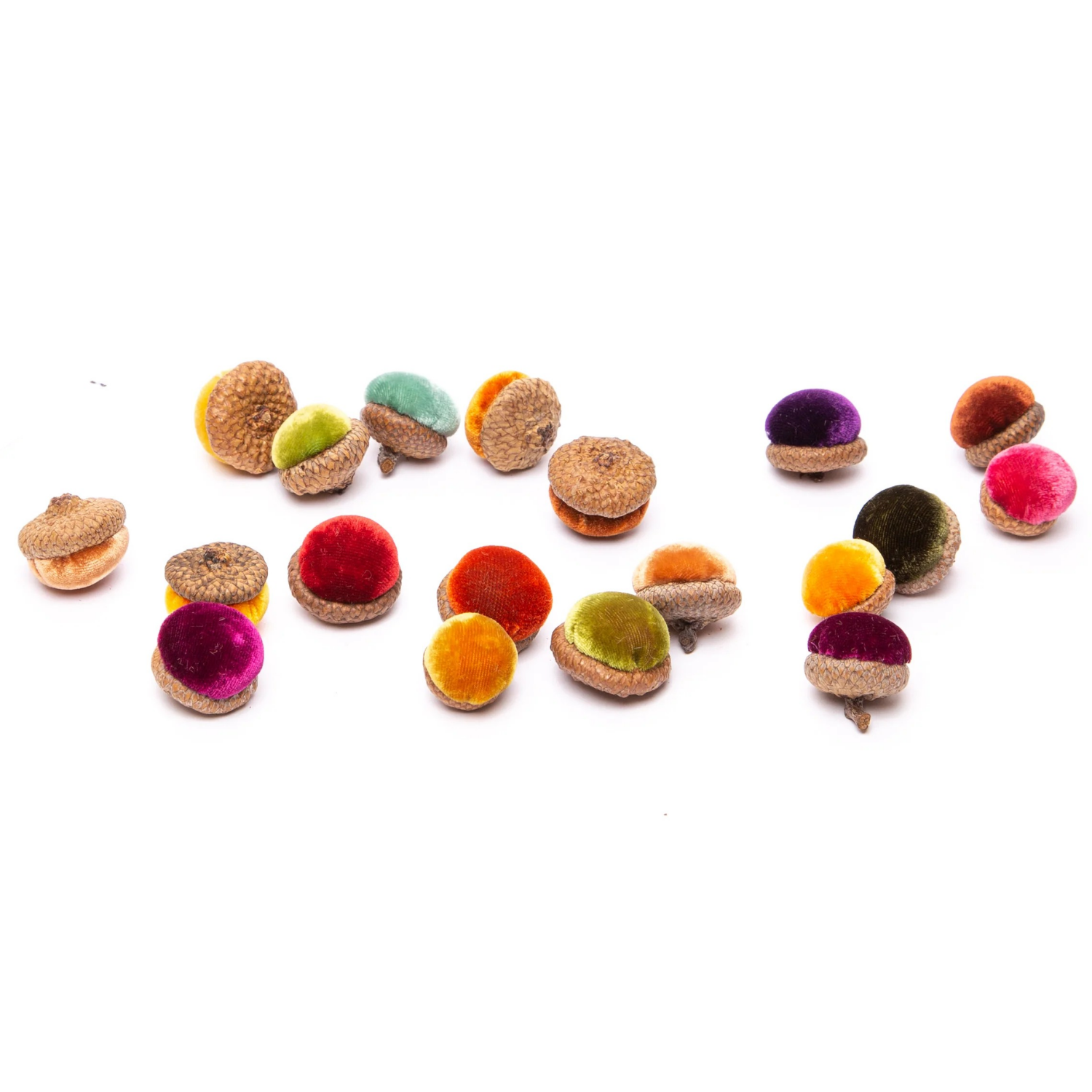 Set of 6 Assorted Velvet Acorns