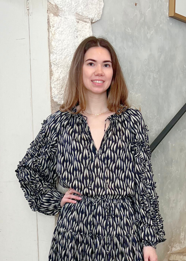 Azrou Shadow Stripe Ruffle Long Sleeve Blouse in Graphite