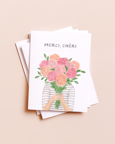 Merci Cheri — French Floral Thank You Card