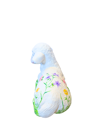 Meadow Flowers Hand Painted Laying Lamb