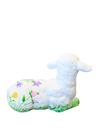 Meadow Flowers Hand Painted Laying Lamb