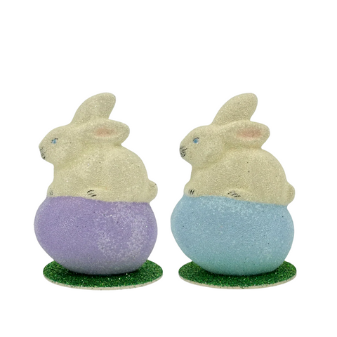 Beaded Cream Bunny on Colored Egg