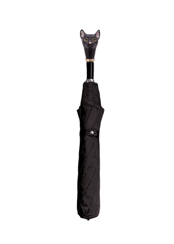 Black Cat Head Handled Short Umbrella in Black