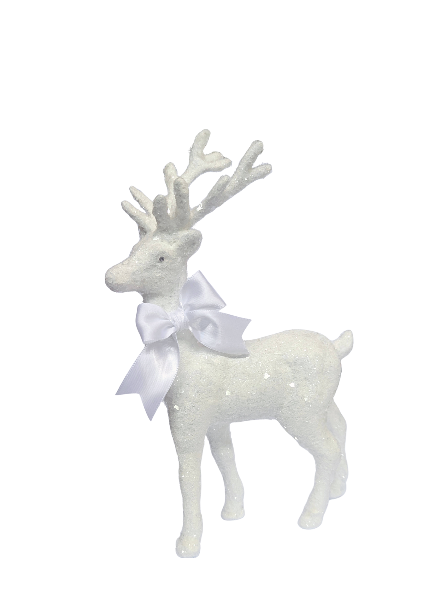Blitzen Deer with Satin Ribbon in White