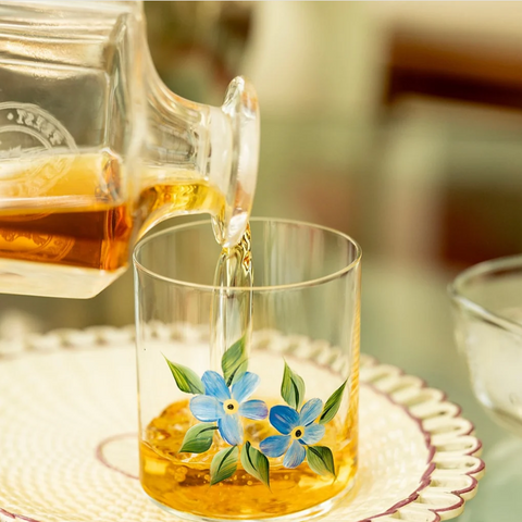 Hand Painted Crystal Tumbler Set of 4 In WIldflower