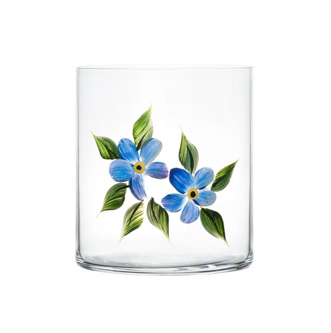 Hand Painted Crystal Tumbler Set of 4 In WIldflower