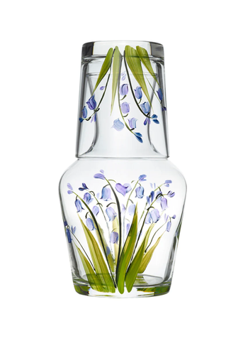 Hand Painted Bluebell Glass Carafe + Tumbler Set