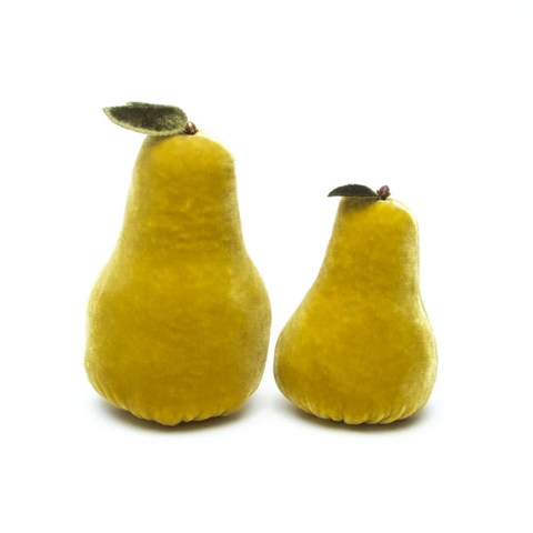 Velvet Decorative Pear in Leaf