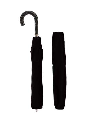 Braided Handle Short Umbrella in Black