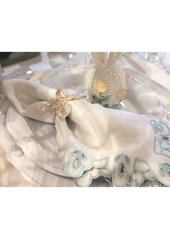 Basil Herb Metal Napkin Ring in Brass