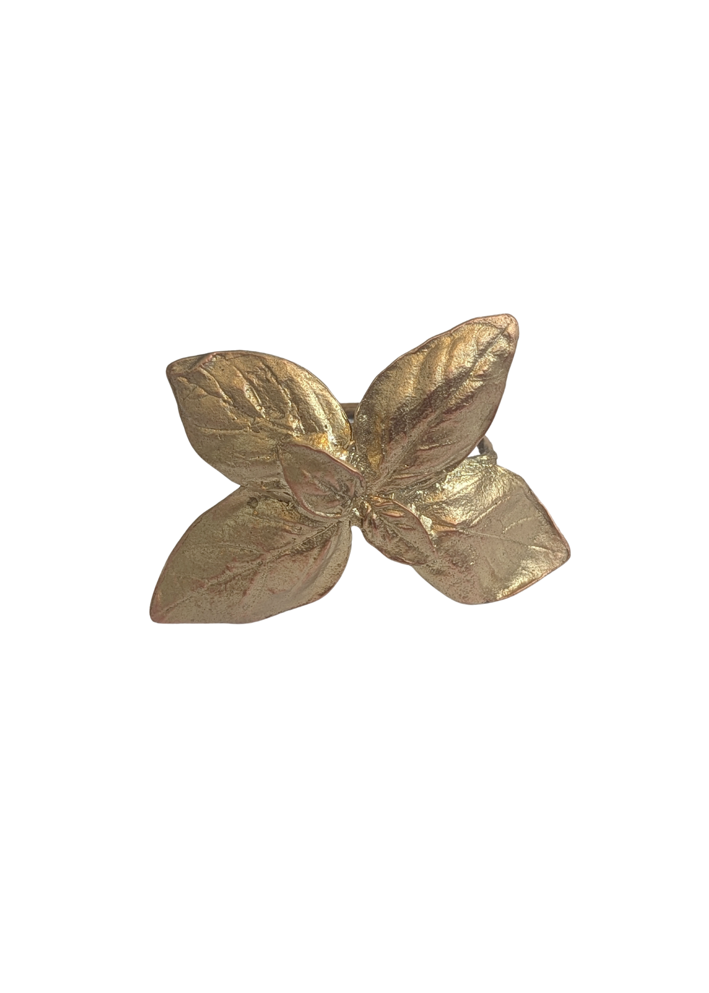 Basil Herb Metal Napkin Ring in Brass