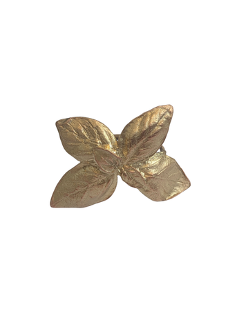 Basil Herb Metal Napkin Ring in Brass