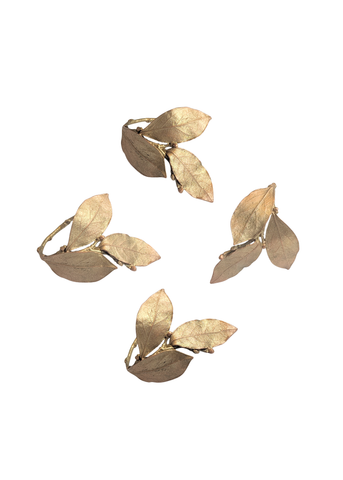 Bay Leaf Herb Metal Napkin Ring in Brass