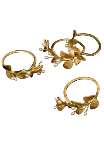 Boxwood Metal Napkin Rings in Brass
