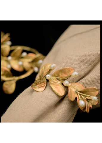 Boxwood Metal Napkin Rings in Brass