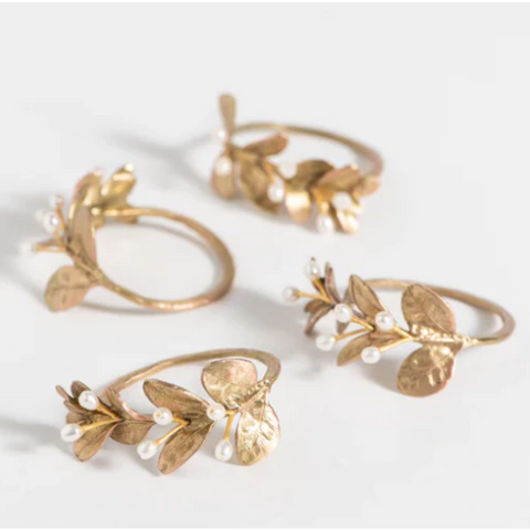 Boxwood Metal Napkin Rings in Brass