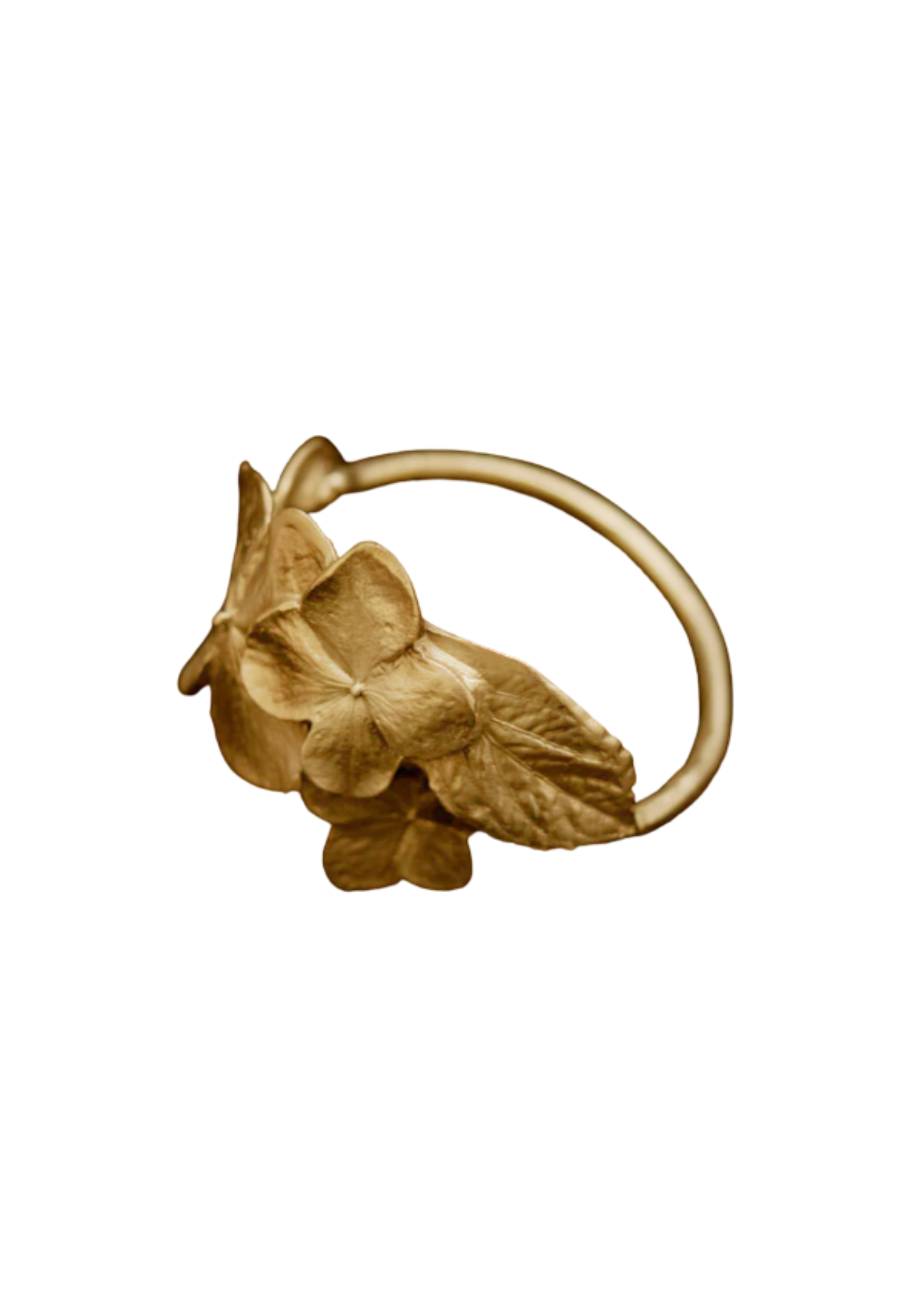 Hydrangea Metal Napkin Rings in Brass
