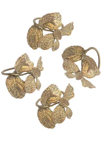 Mint Herb Metal Napkin Ring in Brass