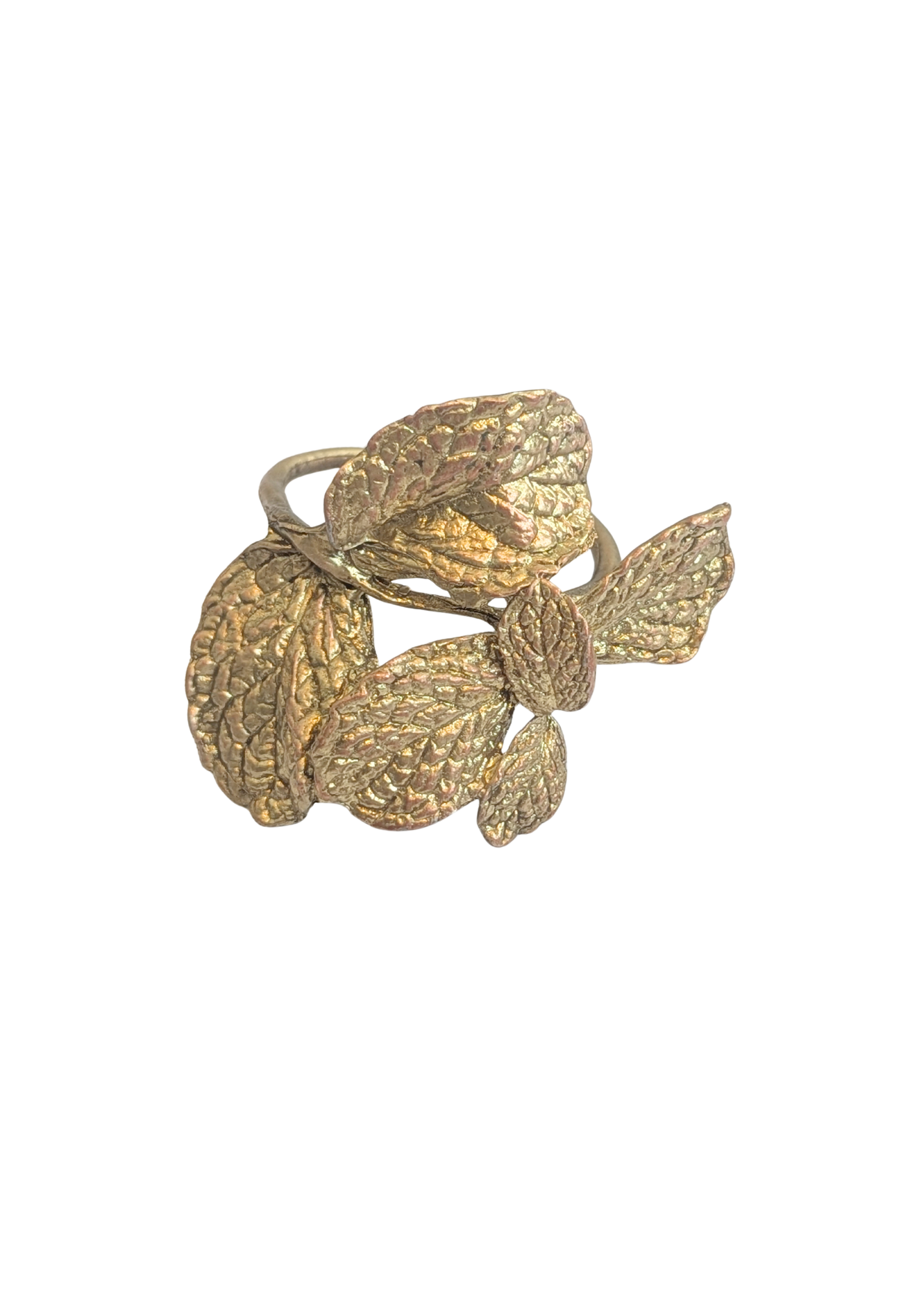 Mint Herb Metal Napkin Ring in Brass