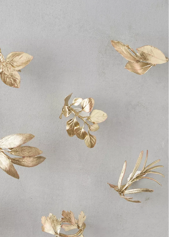 Bay Leaf Herb Metal Napkin Ring in Brass