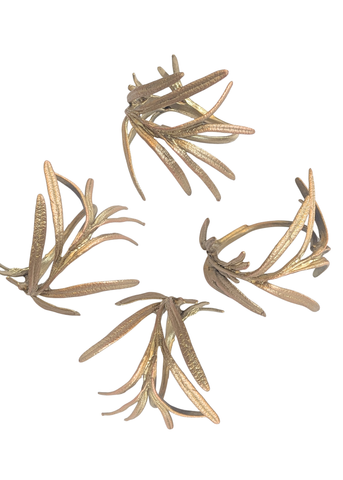 Rosemary Herb Metal Napkin Ring in Brass