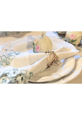 Rosemary Herb Metal Napkin Ring in Brass