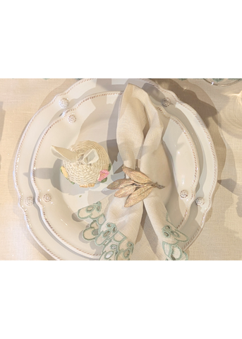 Sage Herb Metal Napkin Ring in Brass