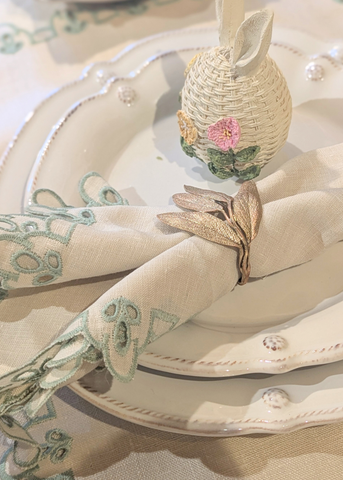 Sage Herb Metal Napkin Ring in Brass