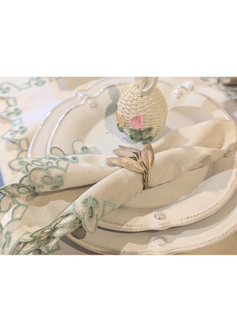 Sage Herb Metal Napkin Ring in Brass