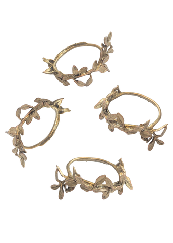 Thyme Herb Metal Napkin Ring in Brass