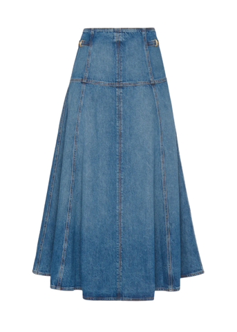 The Brigette Denim Midi Skirt in Danube