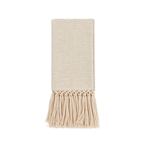 Briscola Fringed Italian Cotton-Linen Guest Towel in Cream