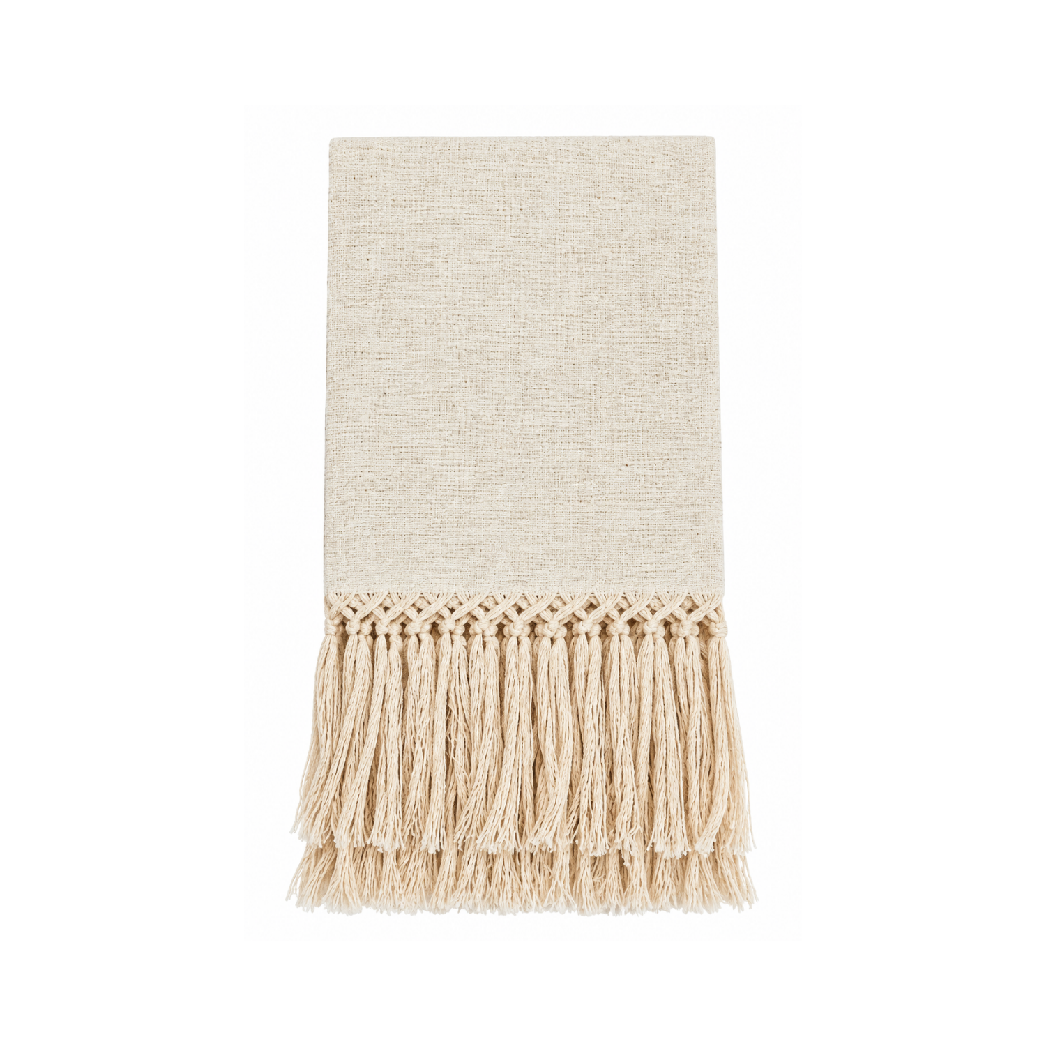 Briscola Fringed Italian Cotton-Linen Hand Towel in Cream