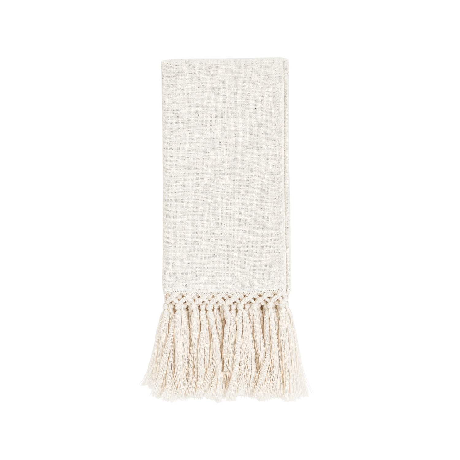 Briscola Fringed Italian Cotton-Linen Guest Towel in Off White